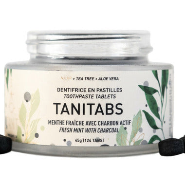 Dentifrice en pastilles Tanitabs - Menthe et Charbon activé - Tanit - Pot 45g (124 pastilles)